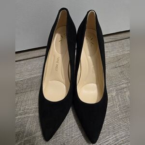 Nine West Women's Astoria 9x9 Block Heel Dress Pumps - Black Suede - Size 7